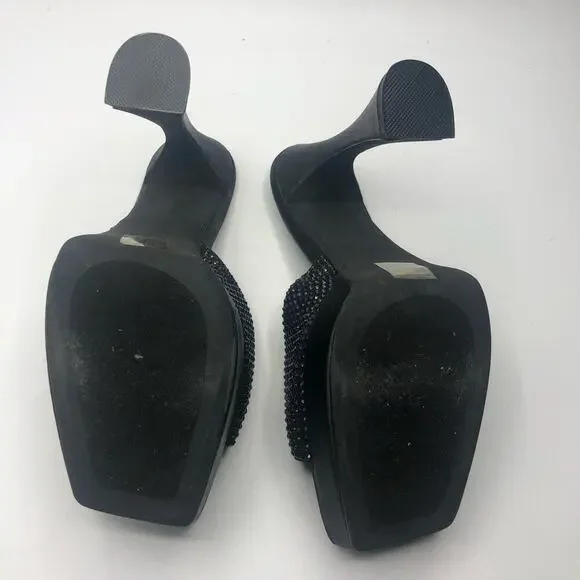 Jeffrey Campbell HollywoodJ Rhinestone Platform Square Toe Mule Black US 8 - Picture 9 of 11